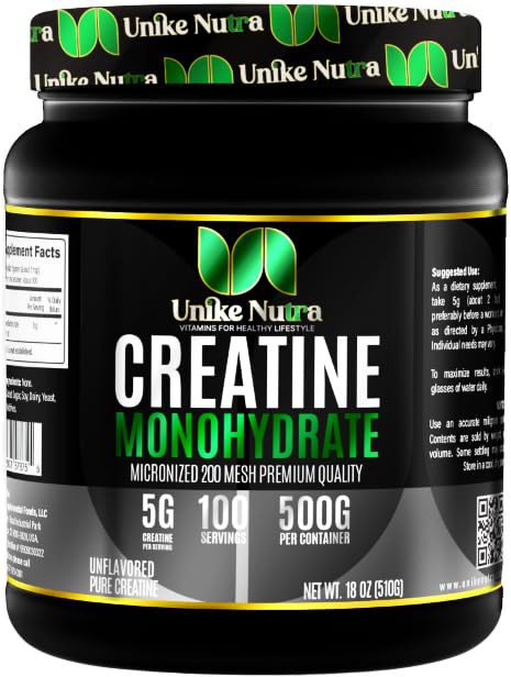 Pure Creatine Monohydrate Powder Supplement, Unflavored, Supports Bulk Muscle Energy, Recovery, & Strength - Creatine Supplement for Men & Women - 500G, 5000mg Per Serv (5g) - 100 Servings