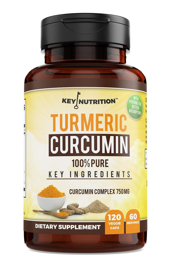 Turmeric Curcumin Complex with Piperine, 100% Pure - 120 Capsules