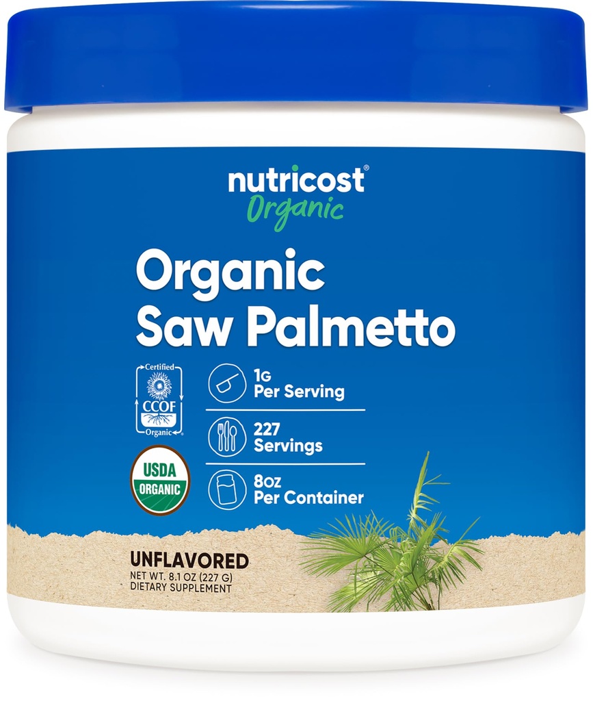 Nutricost Organic Saw Palmetto Powder 8.1oz - Certified USDA Organic Saw Palmetto