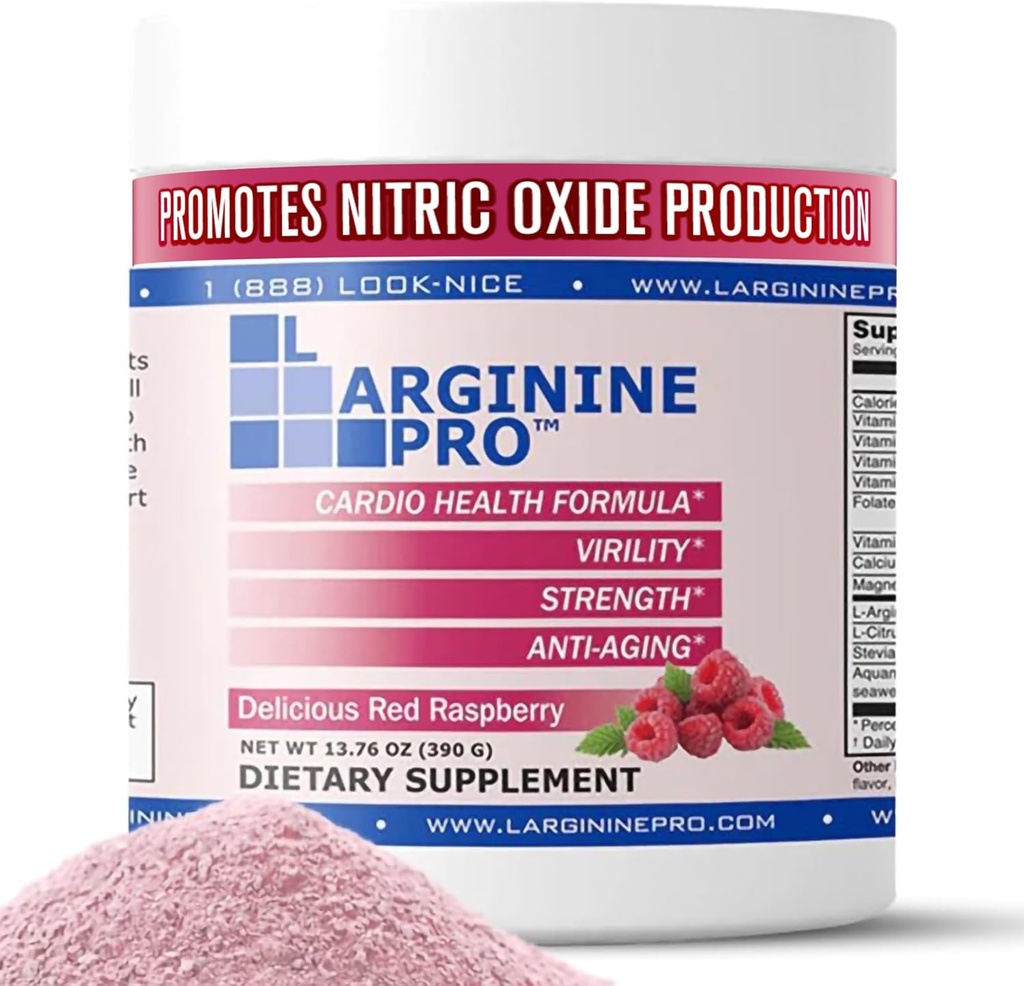 L-ARGININE PRO | 5.500mg L-Arginina Plus L-Citrullina 1,100mg Raspberry Powder Drink Mix Supplemento per la produzione di ossigeno nitrico aumentata