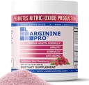 L-ARGININE PRO | 5,500mg L-Arginina Plus L-Citrulline 1,100mg Raspberry Powder Drink Suplemento para o aumento da produción de óxido nítrico