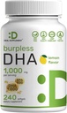 DHA Suplementos Ø 240 Softgels, Burpless, Lemon Flavor, DHA 1000mg + EPA 500mg, Wild Caught Fish, Rich in Omega-3s, Mercury Free, Non-GMO, Support Brain Heart &amp; Joint Health