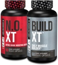 Jacked Factory М'язовий конструктор Supplement Stack - Побудова-XT М'язовий конструктор & N.O. XT Nitric Окис азоту Boosting агент для подвійний підтримки (30 день постачання)