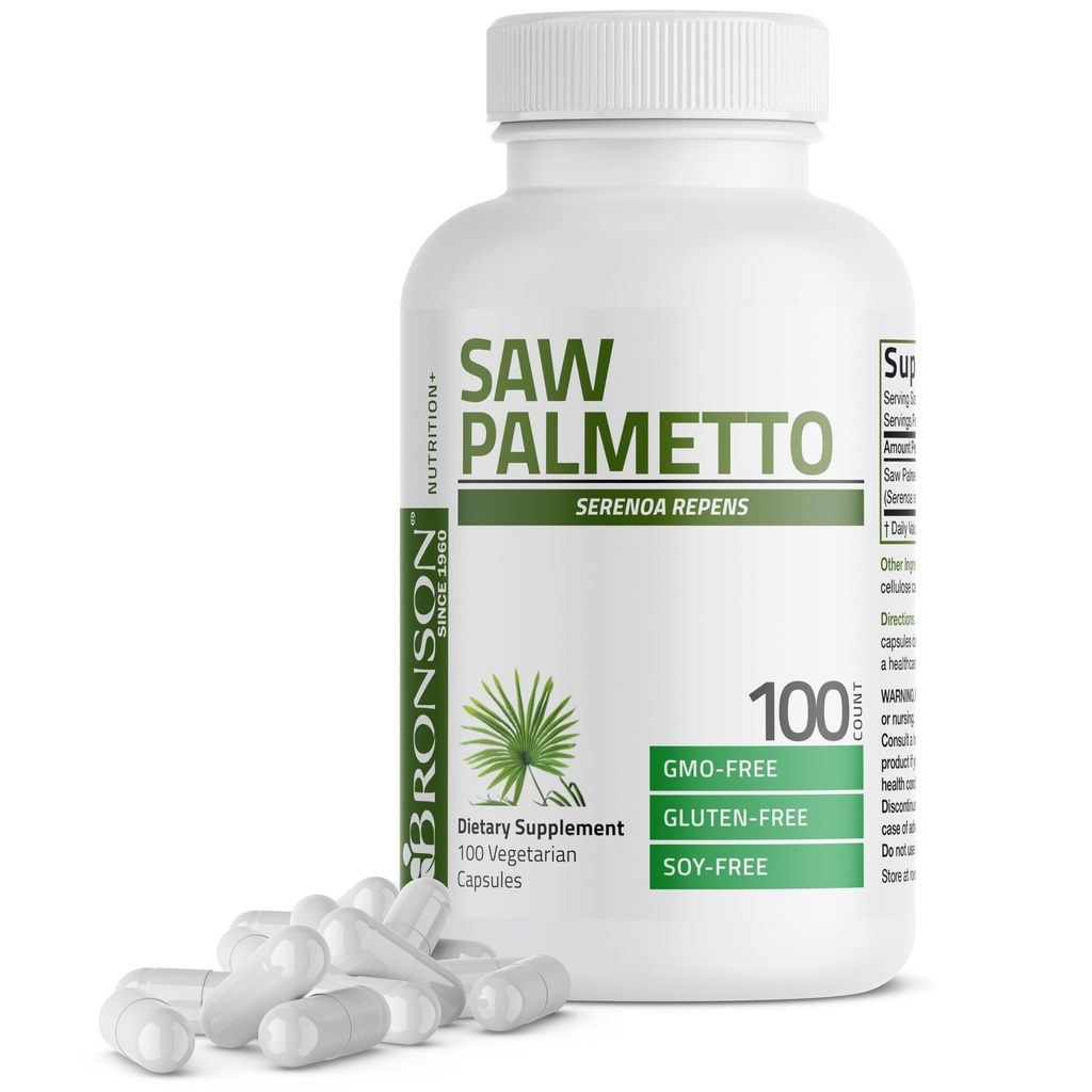 Bronson Saw Palmetto Extra Strength Supports Healthy Prostate Function & Urinary Health Support - Non GMO, 100 Vegetarian Capsules