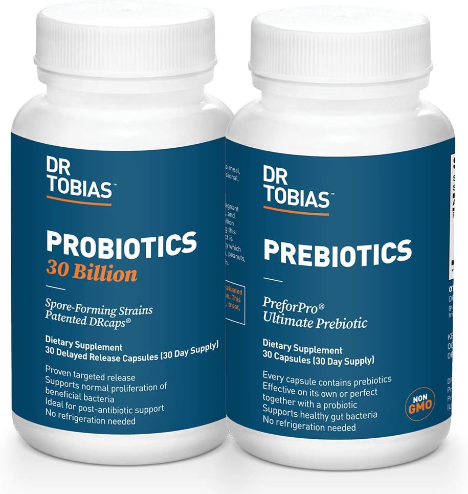 Dr. Tobias Probiotica 30 Miljard & Prebiotica ondersteunen spijsvertering & Gut Health