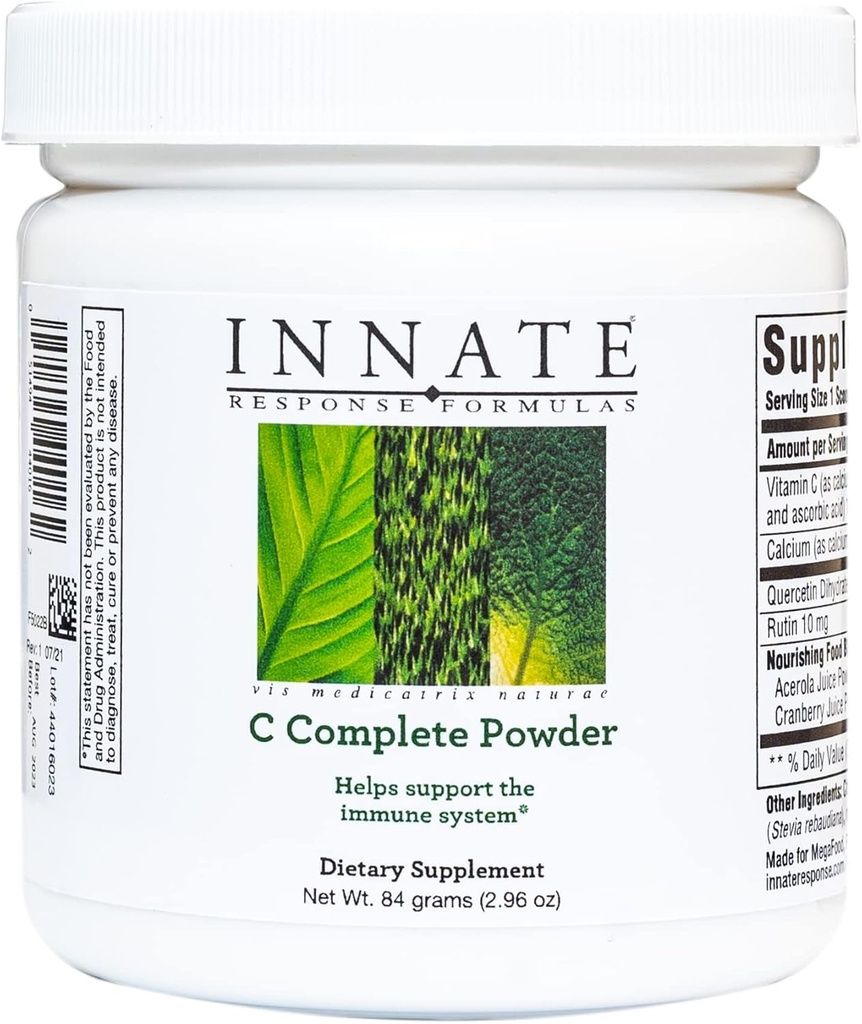 INNATE Response Fórmulas C Pó Completo - Suplemento de Vitamina C Antioxidante - Ajuda a apoiar o sistema imunológico -Vegetariano e não-GMO - 2.96 Oz. (30 Servings)