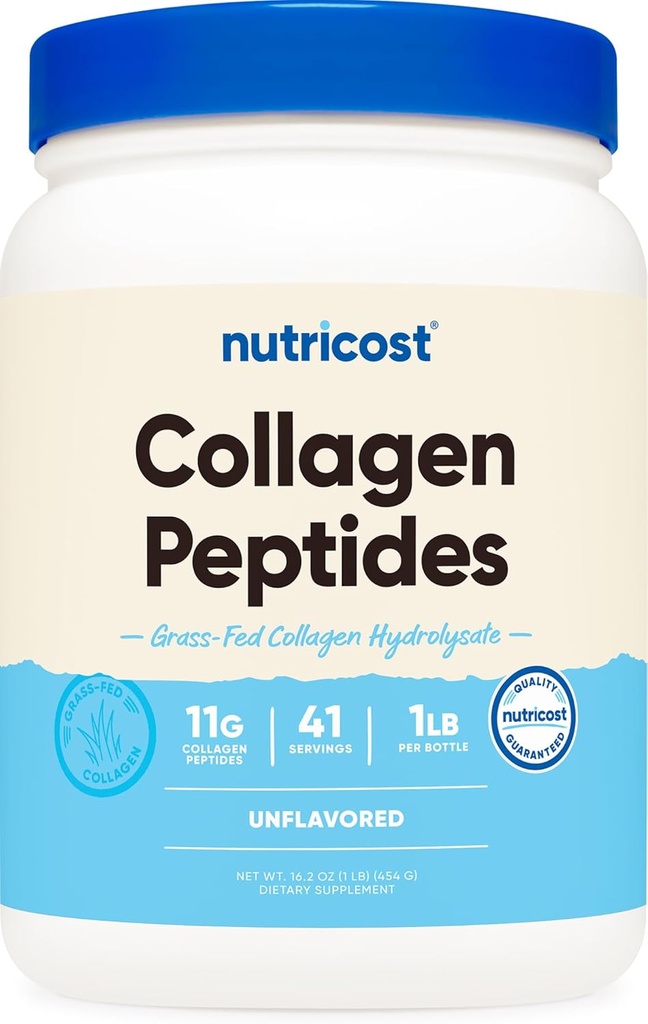 Nutricost Collagen Peptides Powder 1LB (454 G) - Grass Fed Bovine Collagen Hydrolysate (nem ízesített)