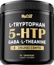 5 HTP 200mg GABA 500mg L-Theanine 200mg L-Tryptophan 100mg Supplement - Підтримка Brain, Circulation Health, Concentration & Rest Well - 60 Капсули на 1 місяць - 4in1 Premium Blendment