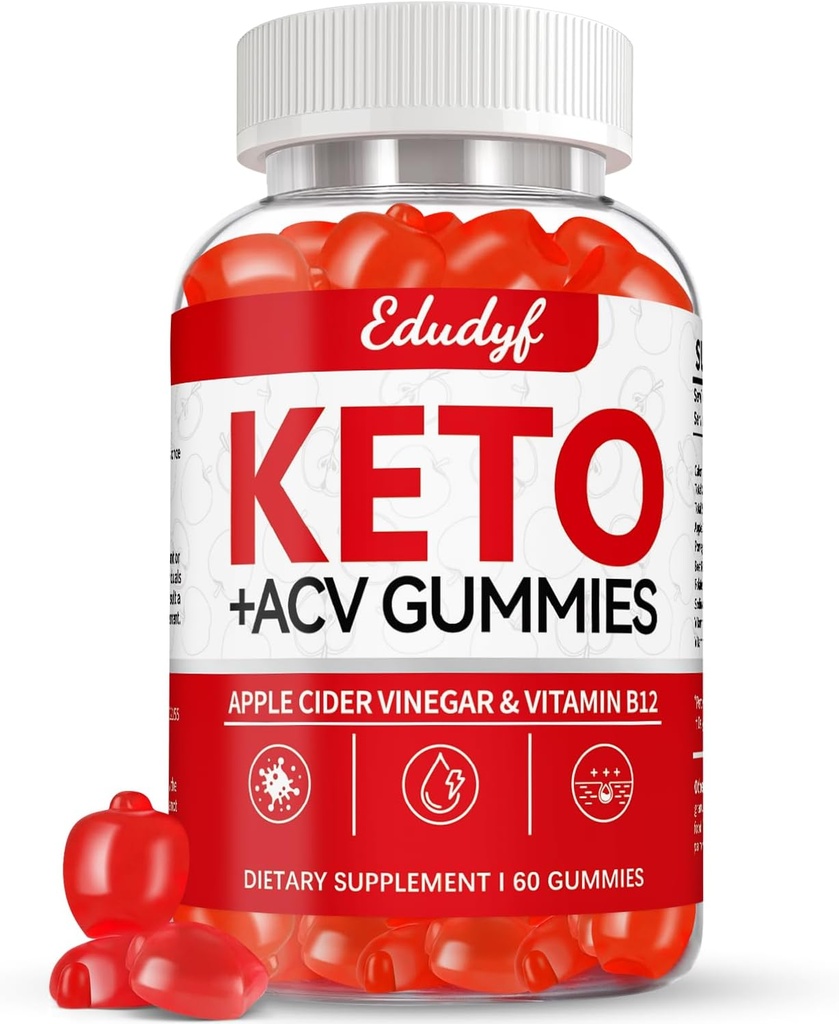 Keto ACV Gummies - 60 Grāfa Gluten-free, Želatīna-free Apple Sidra Etiķis Etiķis ar B12 Keto atbalstam, Veģetārietis, Unikāls Flavor, ērts Pudeļu papildinājums vīriešiem un sievietēm