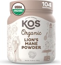 KOS Organic Lion's Mane Powder - Natural Nootropic Superfood - Vegan Funal Mushroom, Planta Basada, USDA Certified, Non-GMO, Soy &amp; Gluten-Free - 104 Servimientos