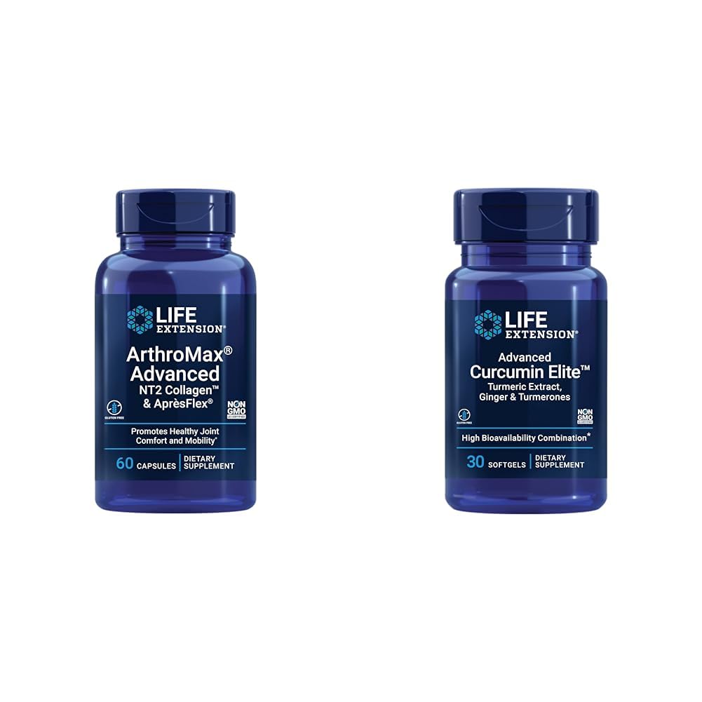 Life Extension ArthroMax Advanced Joint Health Supplement with Collagen, Glucosamine & Curcumin Elite Turmeric, 60 Capsules & 30 Softgels
