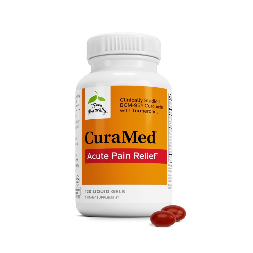 Terry Naturally CuraMed Acute - Muscle Soreness & Pain Relief - 120 Count | BCM-95, BOS-10, Boswellia. Occasional Discomfort Support. 120 liquid gels.
