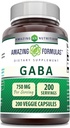 Verbazingwekkende Formules GABA 750mg Per Serving Veggie Capsules Supplement 