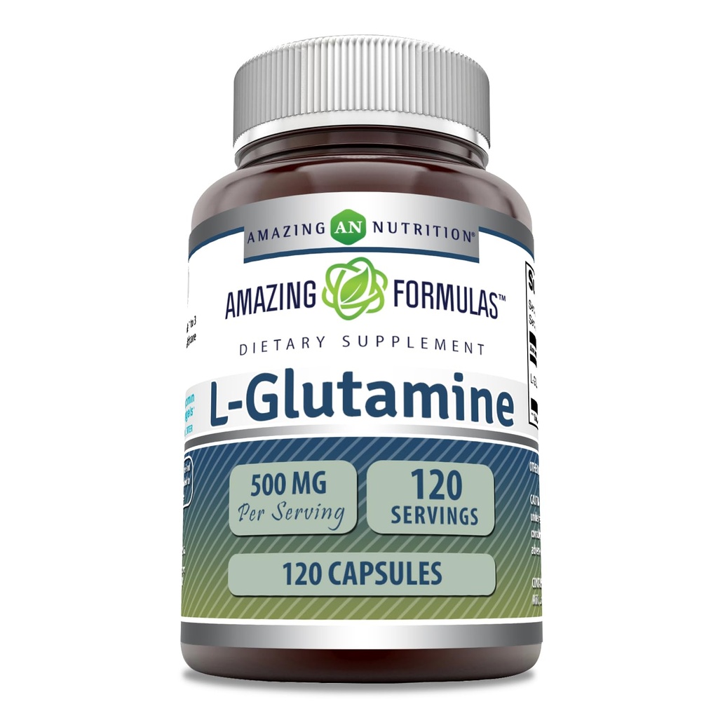 Amazing Formulas L-Glutamine Amino Acid Supplement | 500 Mg | Capsules | Non-GMO | Gluten-Free | Made in USA (1 Pack | 120 Count)