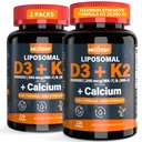 Vitamin D3 20,000 IU + K2 Vitamin (MK4 & MK7) 200mcg + Calcium Citrate, Optimal Vitamin D3 K2 Softgel - Strong Bone & Muscle, Calcium Absorption, Helping Vitamin D Deficiencies, Easy to Swallow, 2Pack