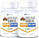 Healthfare Aged Black Garlic Supplement Pills | 2000mg Equivalent | 2 Bottles, 180 Vegan Capsules | Fermented Odorless Garlic Extract | Non-GMO, Gluten-Free | Made in USA