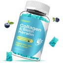 Biotin Gummies with Collagen, Keratin, Hyaluronic Acid, Vitamin for Skin, Hair Growth, Nails, Women Men Adults Kids - 60 Blueberry Flavored Gummies