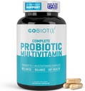 GOBIOTIX Multivitamine cu Probiotice și enzime digestive - 25 Miliarde CFU - Digestive Health, Probiotice pentru femei și bărbați - Pastile gluten gratuit - 90 capsule