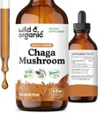 Wild & Organic Chaga Mushroom Drops - Immune Support with Chaga Extract - Liquid Mushroom Supplement for Immunity - Vegan, Sugar & Alcohol-Free Tincture - 4 fl oz