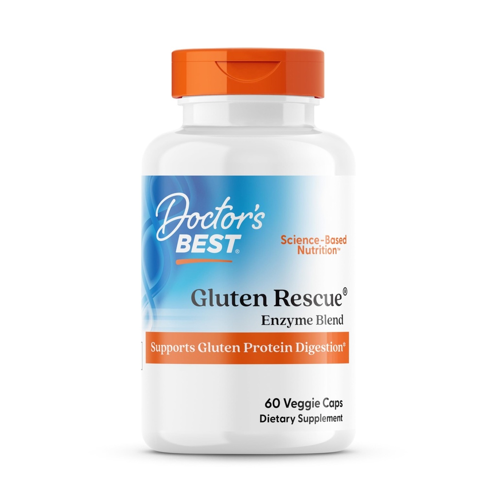 Doctor's Best Gluten Rescue - Digestive Enzymes Capsules for Women & Men, Protease Enzyme Blend, Digestive Health Supplement, Supports Digestion of Foods w/Wheat, Barley, & Rye - 60 Ct Veg Caps