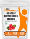 BulkSupplements.com Organic Hawthorn Berry Extract Powder - Hawthorn Berry Supplement - Herbal & Gluten Free, 1g per Servering, 250g (8,8 oz) (Pack av 1)