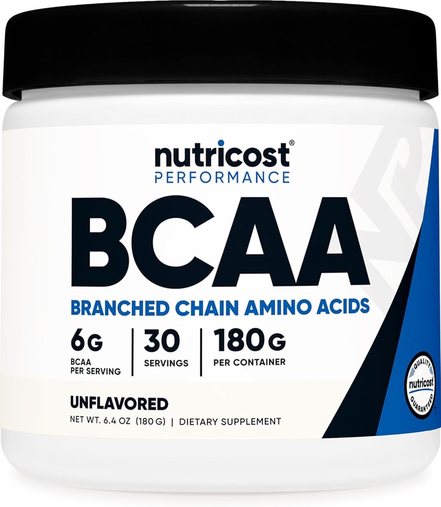 Nutricost BCAAパウダー(Unflavored、30サービング) - ベジタリアン、非GMO、グルテンフリー、最適2:1比