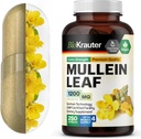 BIO KRAUTER Mullein kapslar 1200 mg 250 greve - Pure Vegan Mullein Leaf Extract för lungor - 125 dagars leverans - Lung Cleanse & Respiratory Support Supplements - Inga fillers, icke-GMO