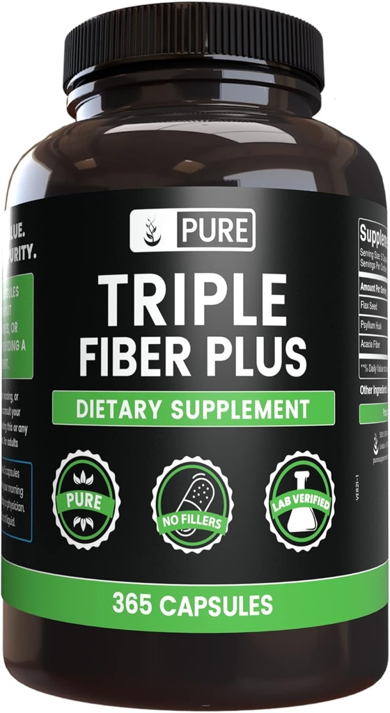 Pure Original Ingredients Triple Fiber (365 kapsułki) No Magnez Or Rice Fillers, Always Pure, Laboratorium zweryfikowane