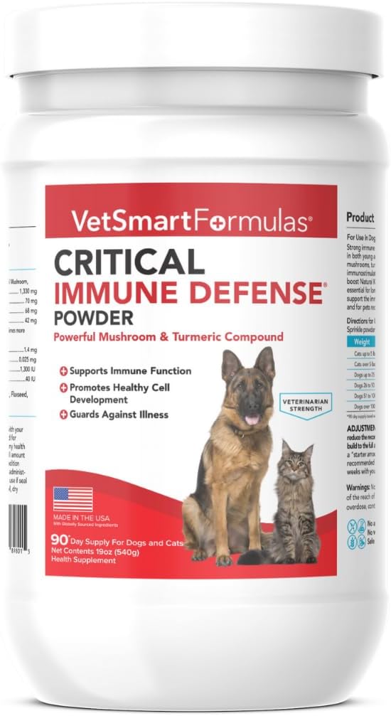 Pertahanan Imunitas Kritis untuk Anjing & Kucing; Mendukung Pengembangan Sel Normal - Turmeric Tail, Reishi, Shiitake dan Maitake Mushroom Formula dengan Ekstrak Root Turmerik Putih (Large / 90 Hari Avg.)