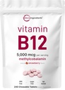 Mikro Sastāvdaļas Vitamīns B12 5,000 mcg • Metilkobalamīns – 240 Košļājamās tabletes