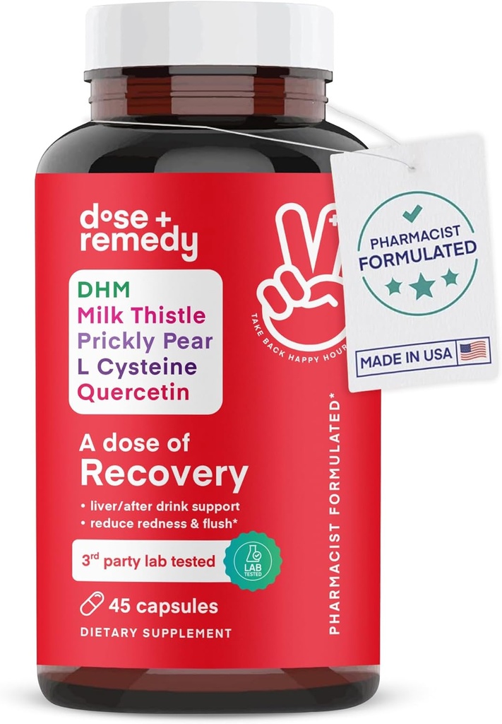 Recovery 124; kepenų Detox ® 124; Pagaminta JAV, 124; USDA ® 124; Hidration Support for Better Morning Recovery Asian Flush 124; Dihydrmyricetin DHM, Quercetin, Vitaminas B, Milk Thistle, Prickly Pear (45 pylimai)