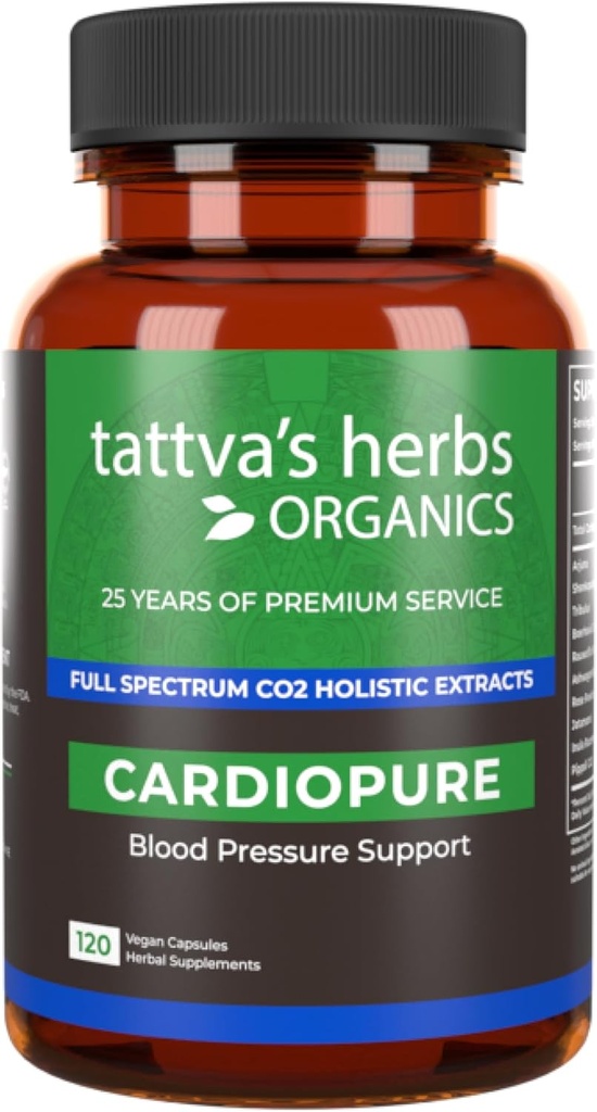 Phụ tá của Tattva's Herbs Cardopure Herbal Ayurvedha, Ashwaganda, Rauwonia, & Arjuna Spectrum Co2, Vegie Capsules, 120 bá tước