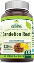 Herbal Secrets Dandelion Root Suplemento TEN 520 Mg ANTE 120 Veggie Capsules Silencio No-GMO Silencio Gluten Free TEN Made in USA