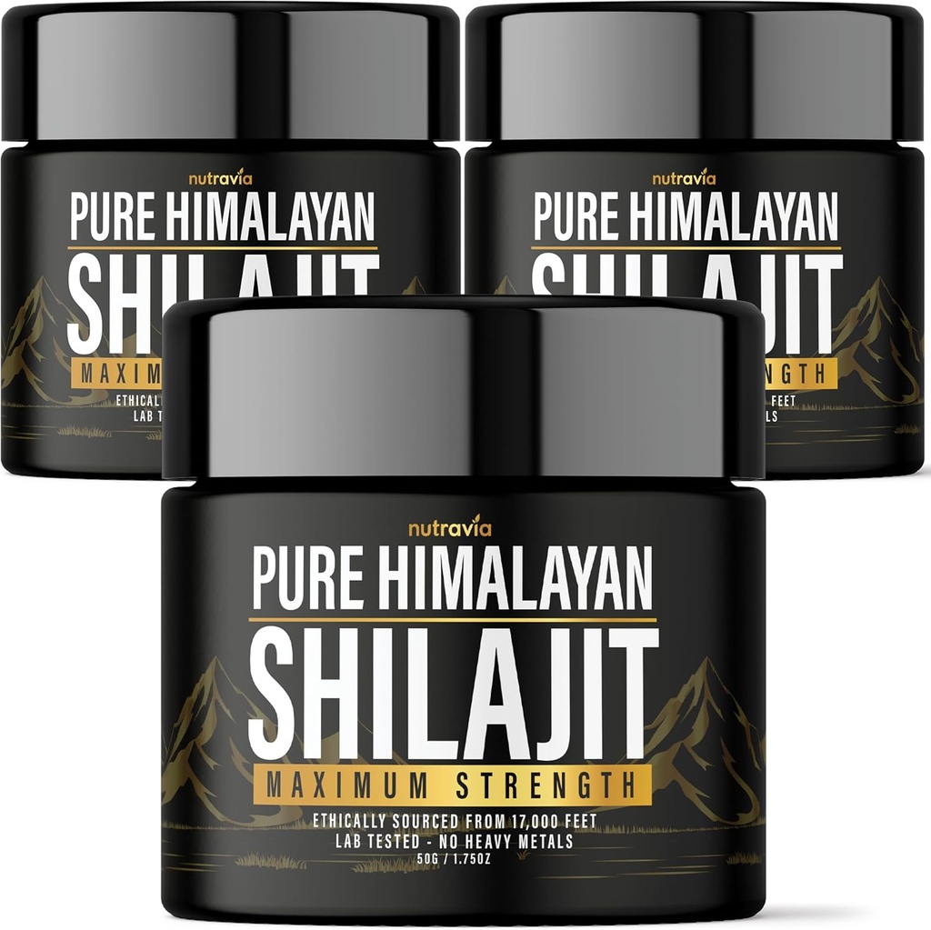 (3 Pack) Shilajit Pure Himalayan Organic Resin - Natūralus Autentiškas Lab Teted Formulės vyrams, moterims - No Heavy Metals - 600mg Max Stiprumas su 85 + Sekti Minerals Golden Shilajit Addition