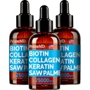PrimeMD 4-in-1 Liquid Biotin Collagen Keratin Saw Palmetto Drops (3 Pack) Bundle - 25000mcg Hair Nails and Skin Vitamins for Women & Men - 2 Fl Oz Each, Watermelon Flavor, Gluten-Free, Non-GMO