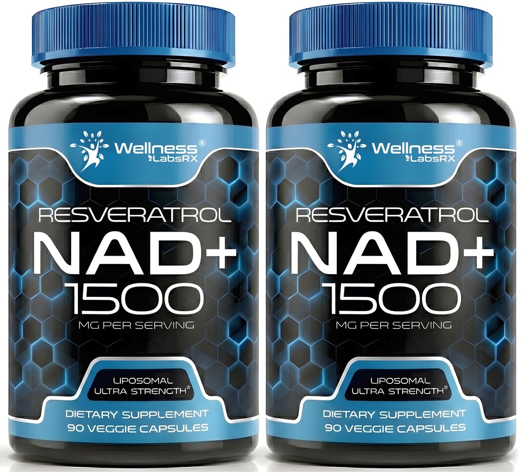 WELLNESS LABSRX Liposomal NAD Supplement, 1500mg - NAD Resveratrol Supplement for Women and Men, NAD+ Support Cellular Health, Energy & Anti Aging - 2 Pack