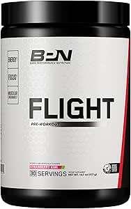 BARE PERFORMANCE NUTRITION BPN Flight Pre Workout, Supports Energy and Mental Focus, Improved Endurance & Muscle Pumps with CarnoSyn® Beta Alanine, Strawberry Kiwi, 30 Servings