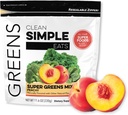 Limpo simples come Super Greens Pó, naturalmente sabor verde pó com chlorela, espirulina, Superalimentos e fibra prebiótica, Sem ingredientes artificiais, Glúten livre, Peachy Greens sabor, 30 Srvgs