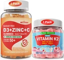 Sveženj: Vitamin C + D3 + Cink Gumiji za odrasle 50 + in vitamin K2 Gumiji