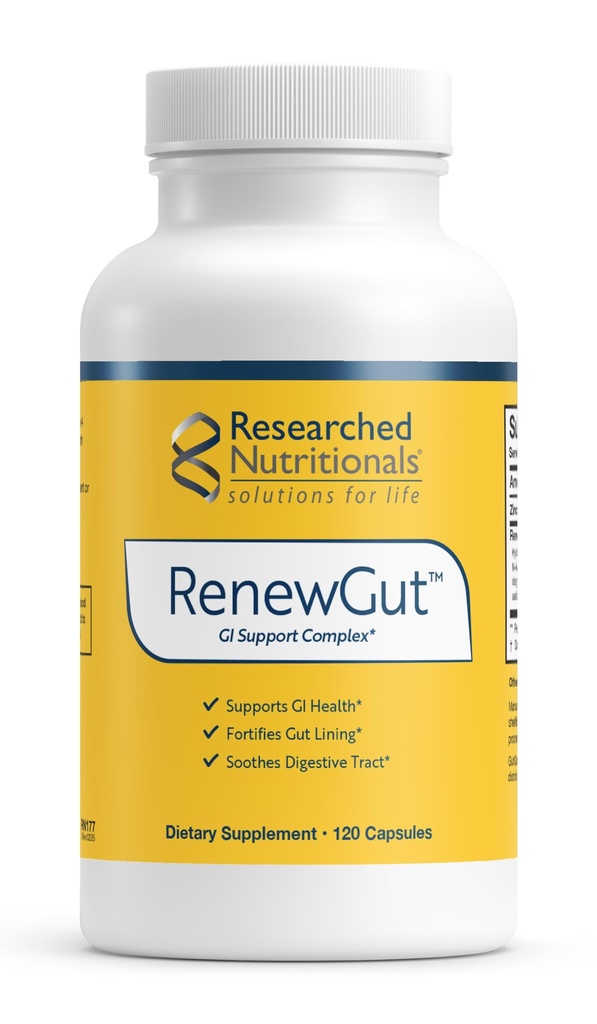 Researched Nutritionals RenewGut - GI Complex to Support Gut Lining, Healthy Histamine Levels & Digestive Health - Collagen Peptides, Zinc Carnosine, DGL & N Acetyl Glucosamine (120 Capsules)