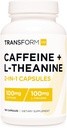 Dönüşüm Caffeine & L-Theanine (100 mg Her) 180 Caps - Gluten Free, Non-GMO