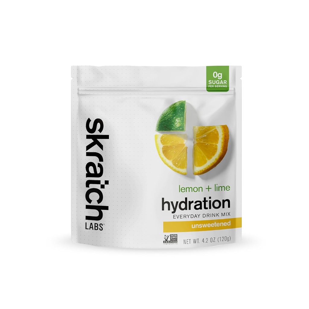 Skratch Labs Unsweetened Electrolyte Powder - Eguneroko hidratazioa - Kirol-edariak nahastu - Azukrea Free - Electrolytes Booster-Lemon + Lime - 30 zerbitzatu - Keto, Paleo, Vegan, Ez-GMO