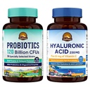 Vitalitown Gut-Skin Bundle (Pack of 2) | Probiotics 120 Billion CFUs (Item 1) & Hyaluronic Acid (Item 2) | 30 + 90 Capsules