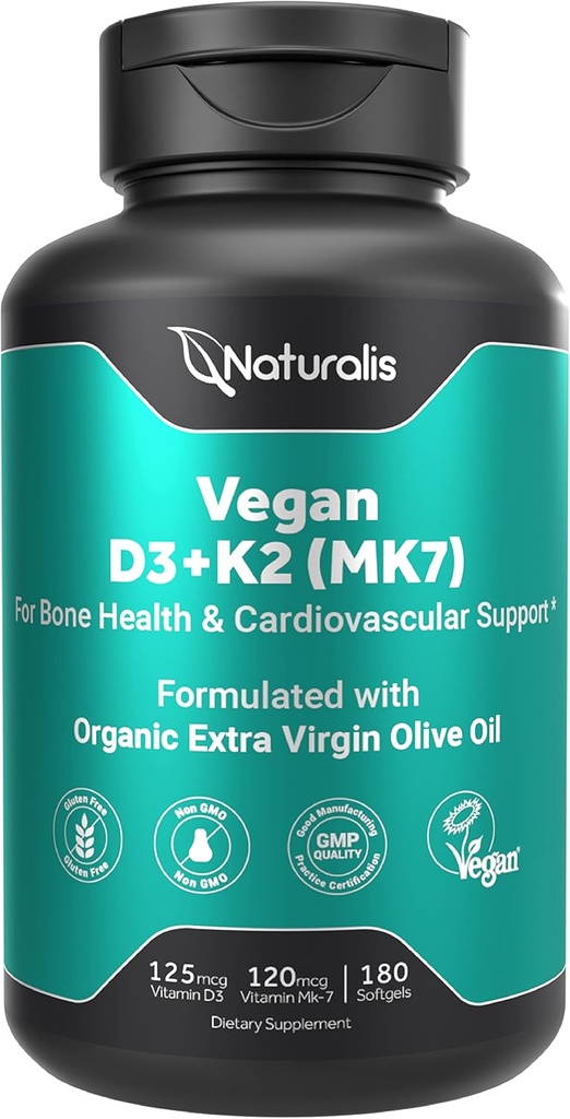 Naturalis Vegánsky vitamín D3 + K2 s extra panenským olivovým olejom 