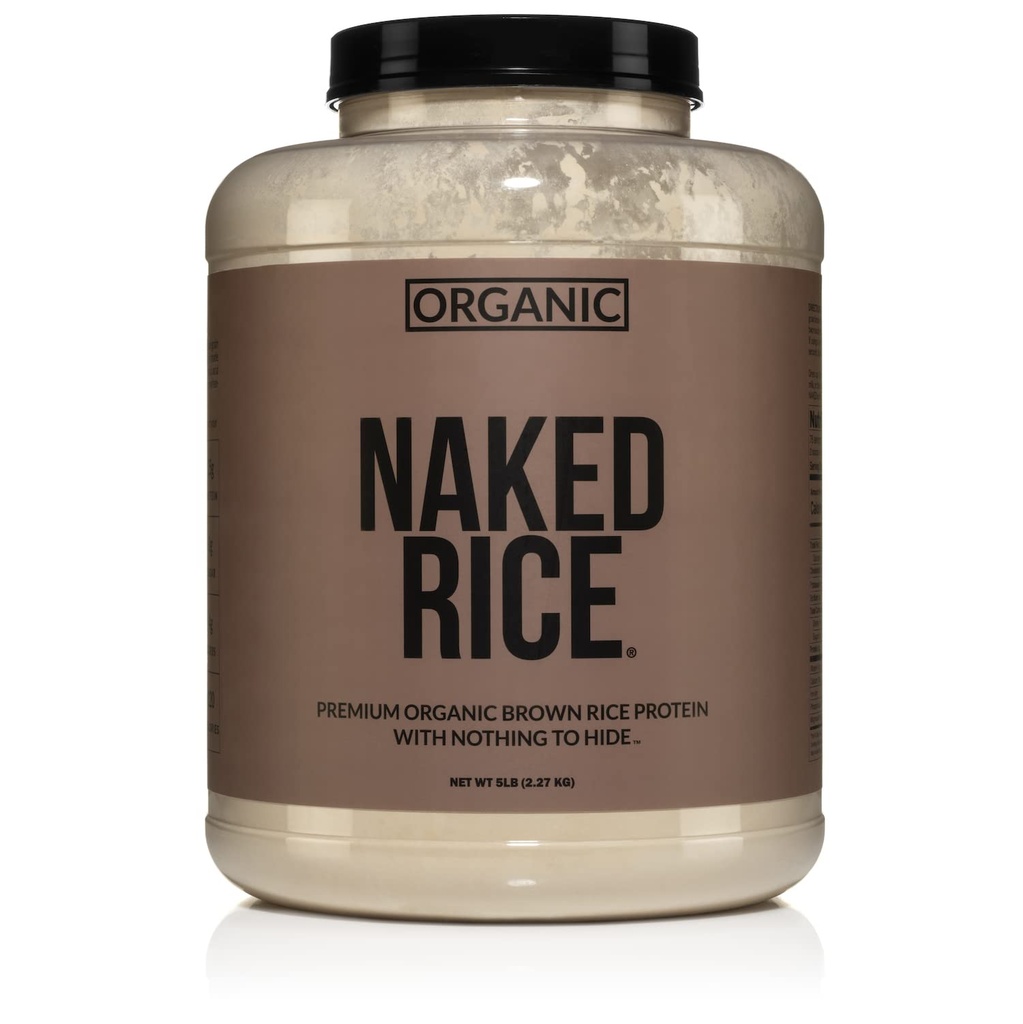 NAKED nutrition Rice - Organic Brown Rice Protein Powder - Vegan Protein Powder - 5Lb Bulk, Gmo Free, Gluten Free & Soy Free. Plant-Based Protein, No Artificial Ingredients - 76 Servings