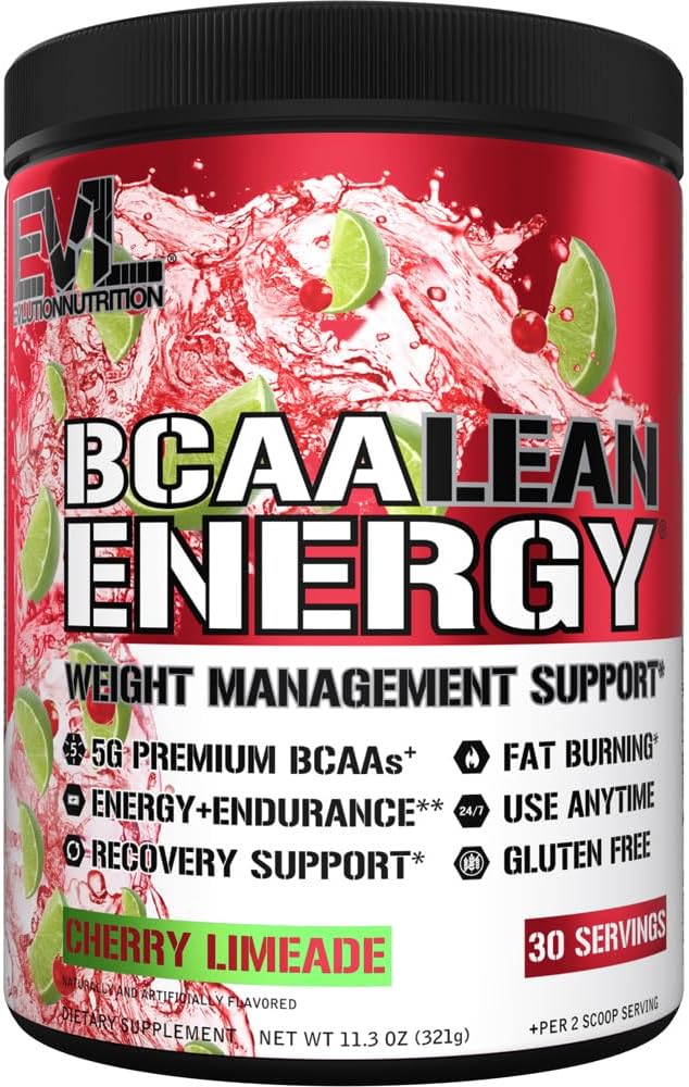 EVL BCAA Lean Energy Powder - Pre Workout Green Tea Fat Burner Support BCAAs Aminohapped ja puhas Energizers - Post Treening taastamise jook Lean lihaste taastamine - Cherry Limeade