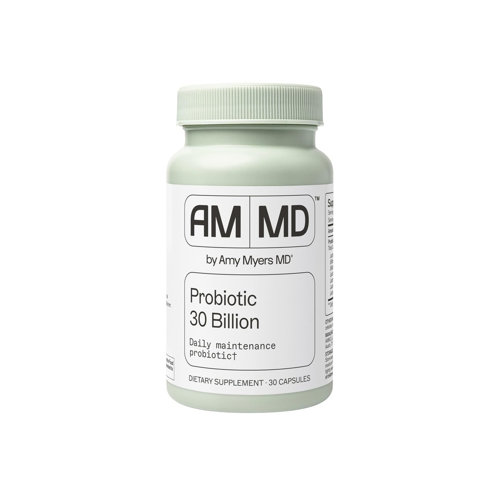 Amy Myers MD Probiotics 30 Billion CFU - Supports Digestive Health, Gut Microbiome & Immune Function - 14 Strains - Dairy-Free, Gluten-Free - 30 Capsules (30 Servings)