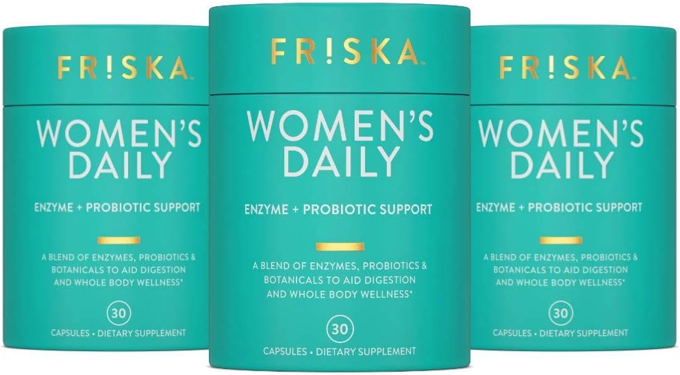 FRISKA Women’s Daily Digestive Enzyme and Probiotics Supplement, Advanced Natural Support for Female Digestive Health, Fights Bloating, Eases Digestion, Unterstützt Nährstoffabsorption, 90 Kapseln