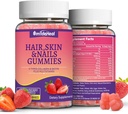 2 Pack Hair Skin eta Nails Gummies Biotin Collagen Bitaminak emakumeentzako - Onartu ile osasuntsua, azala eta Nails - 120 Count