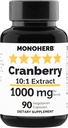 MONOHERB Cranberry Extrakt 1000 mg - 90 Vegetarische Kapseln
